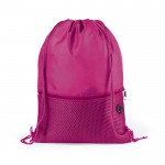 Mochila saco personalizada com bolso cor fúcsia primeira vista