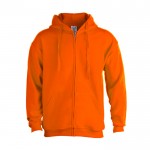 Sweatshirt personalizável com capuz e fecho cor cor-de-laranja