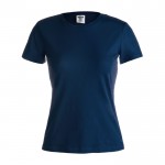 T-shirt branca de mulher para personalizar cor azul-marinho