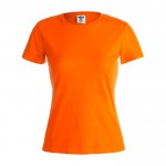 T-shirt branca de mulher para personalizar cor cor-de-laranja