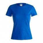 T-shirt branca de mulher para personalizar cor azul