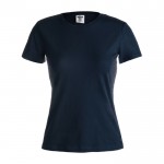 T-shirt branca de mulher para personalizar cor azul-escuro