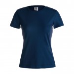 T-shirt branca personalizável para mulher cor azul-marinho