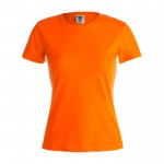 T-shirt branca personalizável para mulher cor cor-de-laranja