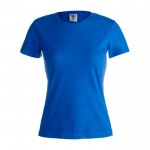 T-shirt branca personalizável para mulher cor azul