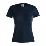 T-shirt branca personalizável para mulher cor azul-escuro