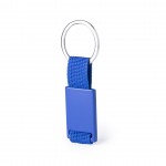 Porta-chaves com fita e placa metálica  cor azul