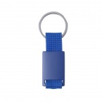 Porta-chaves com fita e placa metálica  cor azul