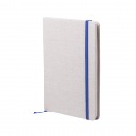 Caderno personalizado A5 com capa em algodão cor azul