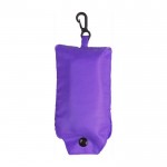 Saco de compras dobrável de poliéster 190T com mosquetão cor violeta primeira vista