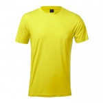 T-shirt técnica tamanho adulto com logotipo cor amarelo