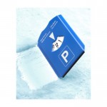 Raspador de gelo, cartão de horário estacionamento, plástico cor azul quarta vista