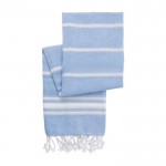 Toalha-pareo de algodão com franja cor azul-claro primeira vista