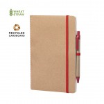 Caderno e caneta feitos com materiais sustentáveis