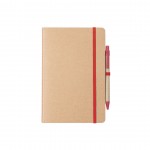 Caderno de cartão reciclado com caneta para brinde - vermelho
