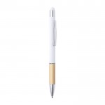 Elegante caneta em alumínio e bambu com logo cor branco vista principal