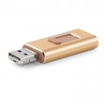 USB que se pode conectar ao smartphone cor dourado