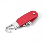 Porta-chaves usb de couro com mosquetão cor vermelho