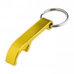 Porta-chaves de metal com abre-caricas cor amarelo terceira vista