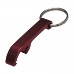 Porta-chaves de metal com abre-caricas cor vermelho-escuro segunda vista