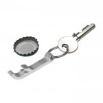 Porta-chaves de metal com abre-caricas cor prateado segunda vista