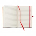 Caderno capa de bambu e couro sintético, folhas A5 pautadas cor vermelho quarta vista