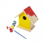 Casa de passarinhos em madeira para pintar cor castanho sétima vista
