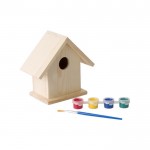 Casa de passarinhos em madeira para pintar cor castanho oitava vista