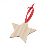Enfeite de madeira em forma de estrela cor castanho segunda vista
