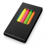 Caixa personalizável com 6 lápis de madeira cor preto com caixa