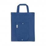 Saco dobrável de algodão com bolsa incorporada 140 g/m2 cor azul