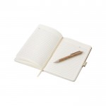 Caderno de cortiça e linho com caneta cor castanho sexta vista