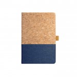 Caderno com logo na capa de linho e cortiça cor azul