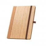 Caderno de bambu e cortiça com capa dura e porta-canetas A5 cor natural