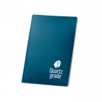 Caderno de papel de pedra hidrorresistente com folhas A5 lisas cor azul imagem com logo