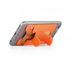 Porta-cartões com suporte para smartphone cor cor-de-laranja impresso