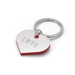 Porta-chaves de metal em forma de coração cor vermelho com logotipo