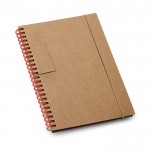 Caderno de argolas com suporte para caneta cor vermelho