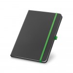 Cadernos A5 com suporte para caneta  cor verde claro