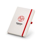 Caderno publicitário A5 com capa branca  cor vermelho com logotipo