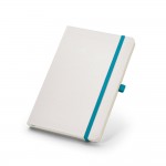 Caderno publicitário A5 com capa branca  cor azul-celeste