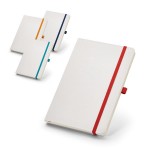 Caderno publicitário A5 com capa branca  cor azul-celeste varias cores