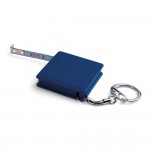 Porta-chaves com fita métrica de 1m cor azul impresso