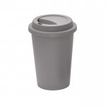 Copo para levar reutilizável de plástico com tampa 450ml cor cinzento