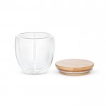 Copo de vidro com tampa de bambu para brinde cor madeira clara quarta vista