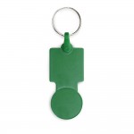 Porta-chaves em forma de moeda com logotipo cor verde