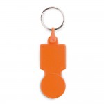 Porta-chaves em forma de moeda com logotipo cor cor-de-laranja