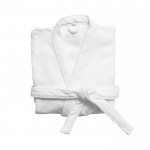 Roupão de banho grande de algodão com cinto e dois bolsos 350 g/m2 cor branco terceira vista