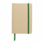 Caderno kraft, capa cartão reciclado apr. folhas A6 pautadas cor verde-claro primeira vista