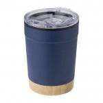 Caneca aço inoxidável, base de bambu e tampa pressão 300 ml cor azul-marinho segunda vista